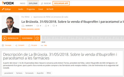 Entrevista a Antoni Torres a La Brúixola d’Onda Cero sobre la venda d’ibuprofèn amb recepta mèdica.