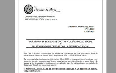 Circular laboral: Moratòria en el pagament de quotes a la seguretat social i ajornament de deutes amb la seguretat social